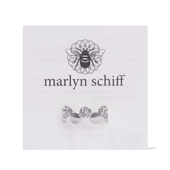MARLYN SCHIFF Silver Disc Pave Adjustable Ring OS - Picture 1 of 6
